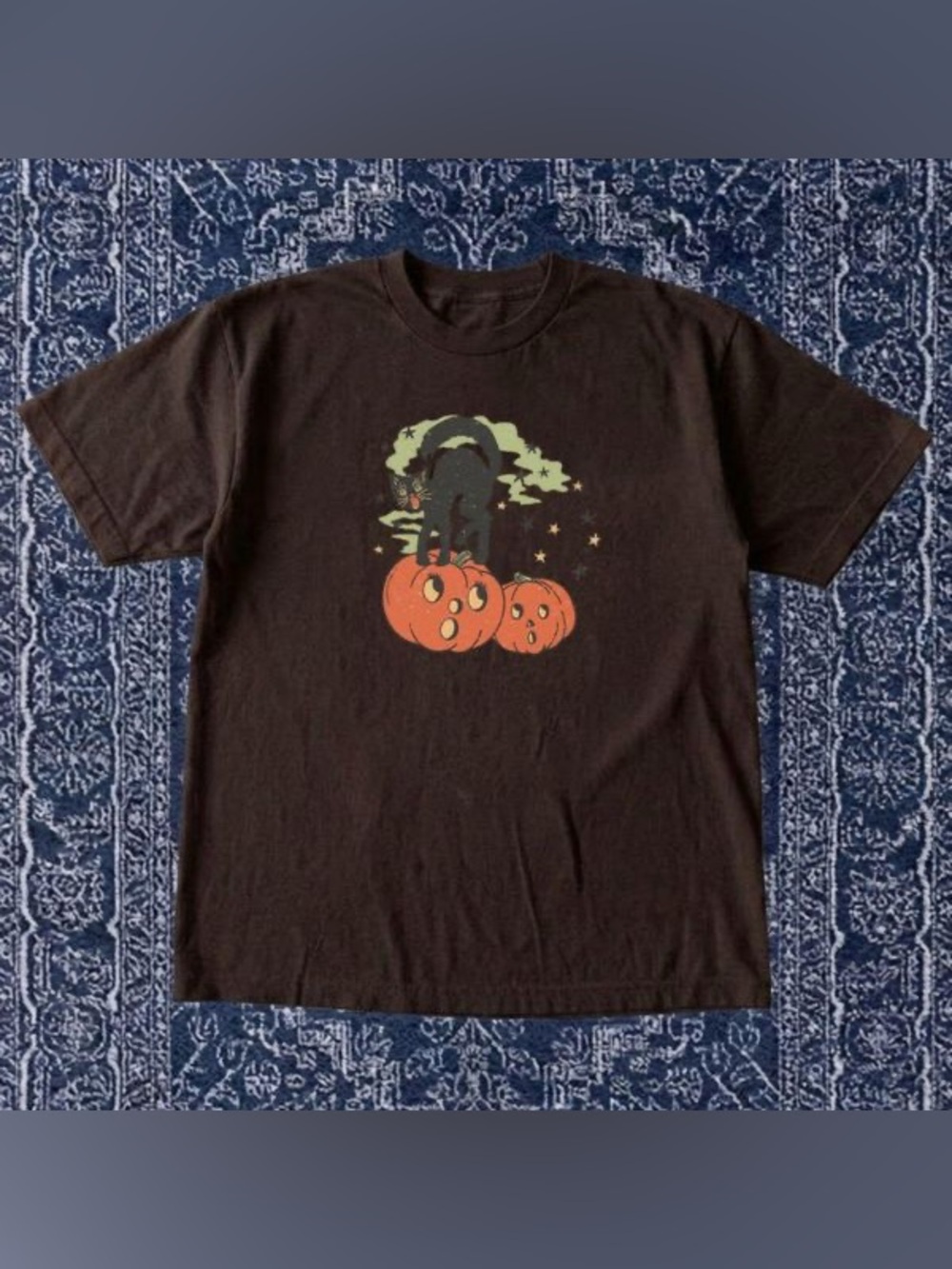 Black Halloween Pumpkin Cat Graphic Tee